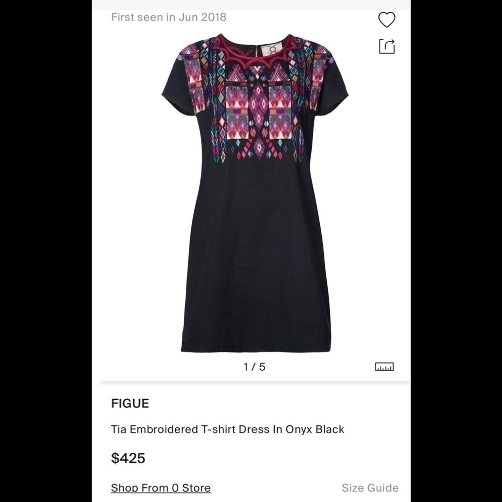 FIGUE Tia embroidered t-shirt dress in onyx black small - Picture 8 of 8
